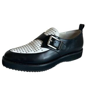 Michael Kors Genuine Leather Two-Tone white black Studded Loafers women size 6.5